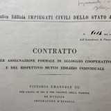 La signora ci mostra il contratto stipulato dal nonno magistrato con la Cooperativa Edilizia fra impiegati civili dello Stato